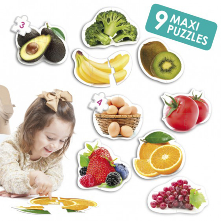 Puzzle-uri in set - Set de 9 puzzle-uri maxi - Alimente sănătoase
