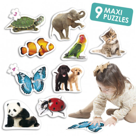 Puzzle-uri in set - Set de 9 puzzle-uri maxi - Animale