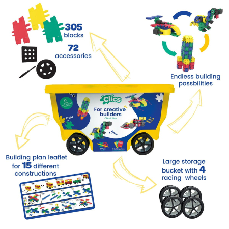 Jocuri si jucarii educative - Set de construcție 15 în 1 cu 377 de piese -Rollerbox