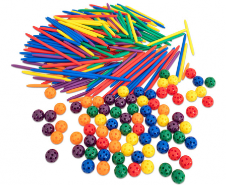 Asamblare si fixare - Set de construcție cu 330 de piese colorate din plastic - Forme geometrice