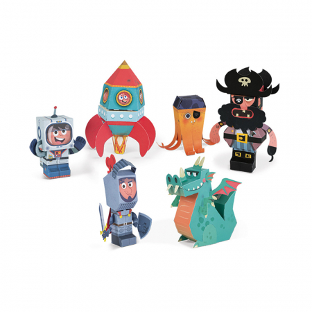 Seturi de creatie - Set de creatie - 6 figurine 3D din hartie