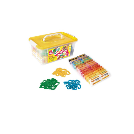 Noutăți - Set de modelat cu plastilină și șabloane cu litere, cifre și forme geometrice