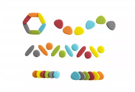 Jocuri matematice - Set de pietre din plastic în 6 culori
