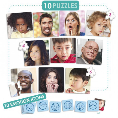 Puzzle-uri in set - Set de puzzle-uri progresive - 10 emoții