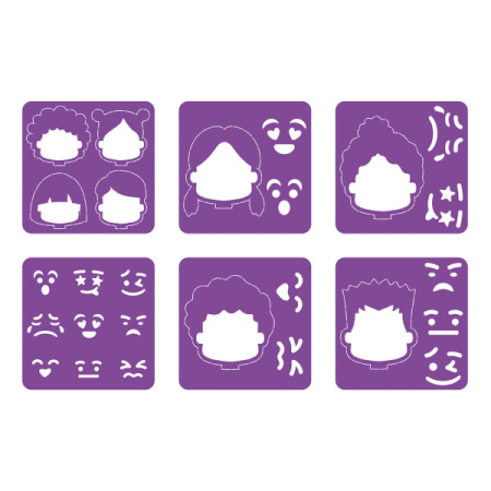 Sabloane - Set de șabloane din plastic, 14 x 14 cm - Emoții