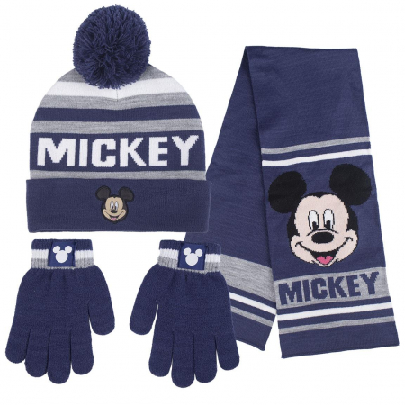 Fashion Kids - Set fes, guler si manusi albastre - Mickey
