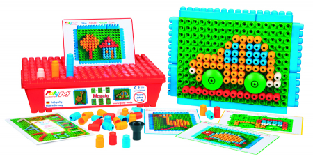 Manipulare și dexteritate - Set Mozaic în cutie multifuncțională
