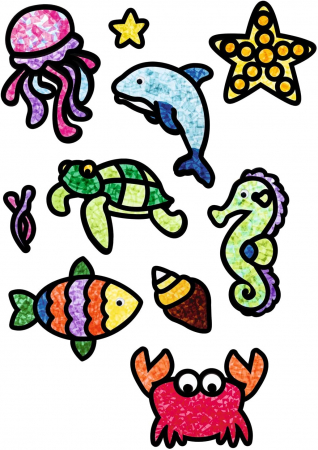 Art&Craft - Set pentru crearea a 12 decoratiuni translucente - Animale marine