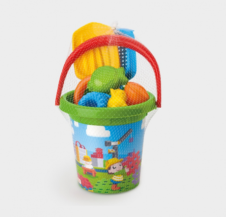 Set pentru nisip cu galetusa colorata si 6 piese [1]