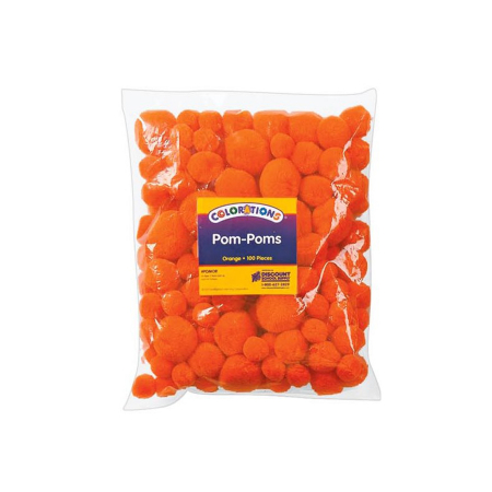 Pom-Pom - Set pom-pom - 100 de piese – portocaliu
