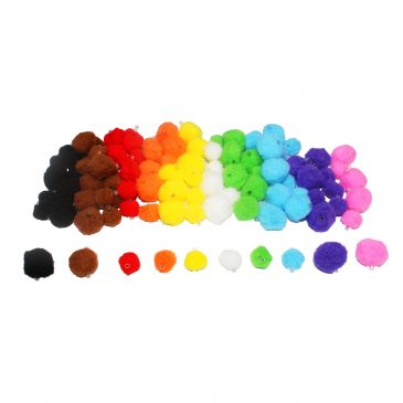Art&Craft - Set pom-pom multicolor pentru șnuruit, 100 piese