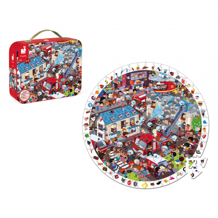 Set Puzzle circular din carton cu 208 piese si 1 poster - Pompieri [1]