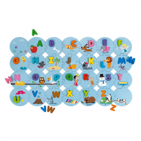 Set Puzzle urias cu 28 de piese din carton si 26 de numere din lemn [0]