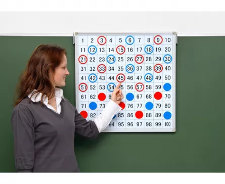 Jocuri matematice - Set tablă cu numere de la 1 la 100 și 40 de jetoane magnetice