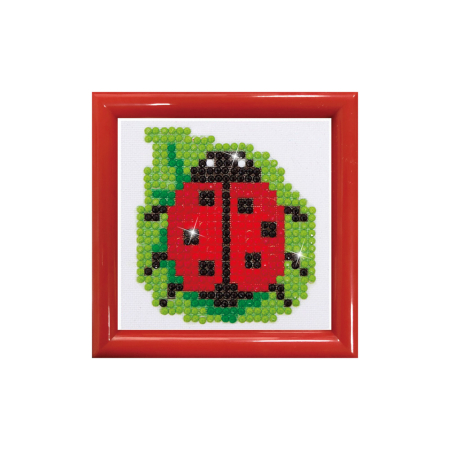 Art&Craft - Set tablou cu diamante si rama - Buburuza norocoasa, 7 x 7 cm