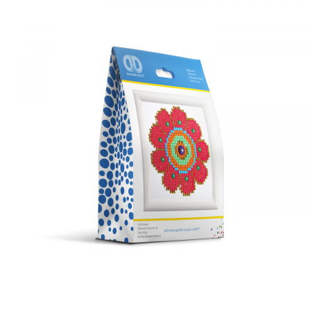 Set tablou cu diamante si rama - Floare rosie [1]