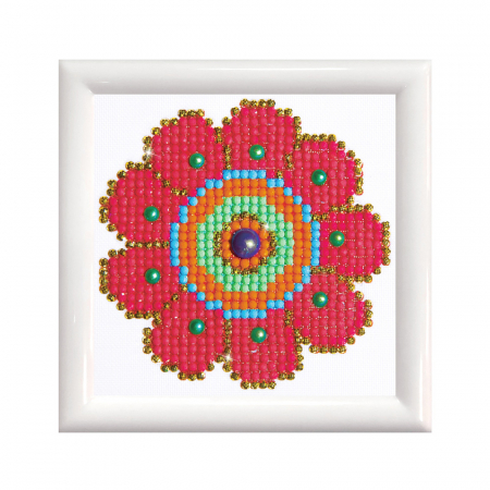 Seturi de creatie - Set tablou cu diamante si rama - Floare rosie