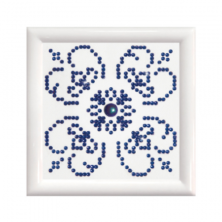 Seturi de creatie - Set tablou cu diamante si rama - Mandala albastra pe fundal alb