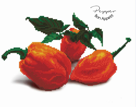 Art&Craft - Tablou cu diamante - Ardei iute, 31 x 31 cm