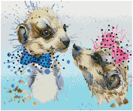 Art&Craft - Tablou cu diamante - Căței îndrăgostiți, 42 x 50 cm