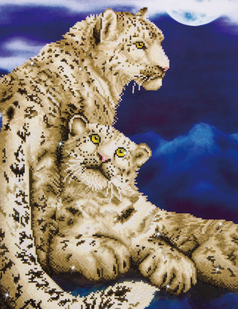 Art&Craft - Tablou cu diamante – Doi leoparzi în noapte, 77 x 52 cm