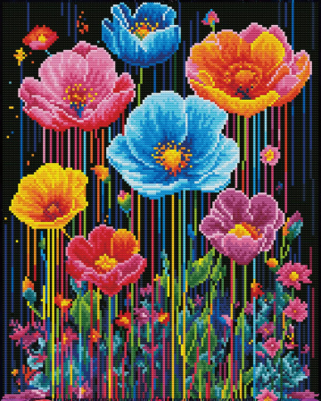 Art&Craft - Tablou cu diamante inramat - Maci multicolori