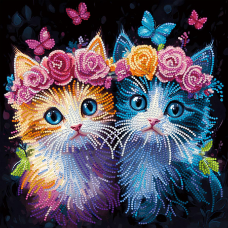 Art&Craft - Tablou cu diamante inramat - Pisicute adorabile, 30 x 30 cm