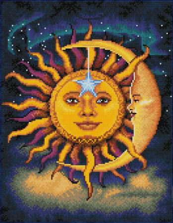 Art&Craft - Tablou cu diamante - Luna și soarele, 35 x 45 cm