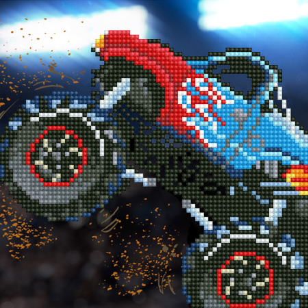 Art&Craft - Tablou cu diamante - Mașină Monster Truck, 20 x 20 cm