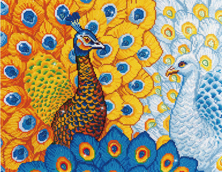 Art&Craft - Tablou cu diamante - Păuni romantici, 49 x 57 cm