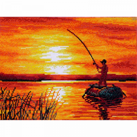 Art&Craft - Tablou cu diamante - Pescuit la rasarit, 41 x 30 cm