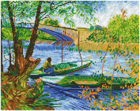 Tablouri diamonds - Tablou cu diamante - Primavara la pescuit (Van Gogh)