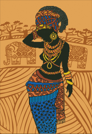 Art&Craft - Tablou cu diamante - Prințesa africană, 76 x 52 cm