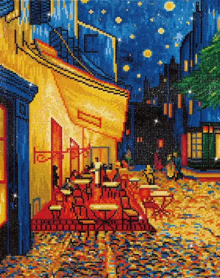 Tablouri diamonds - Tablou cu diamante - Terasa cafenelei noaptea (Van Gogh)