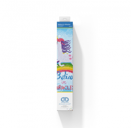 Tablou cu diamante - Unicorn pe curcubeu (Believe in miracles) [1]