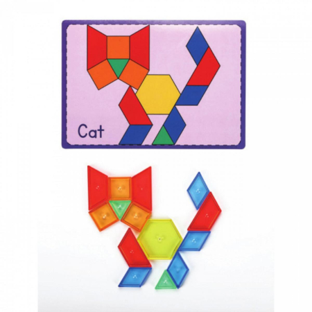 Jocuri si jucarii educative - Tangram cu 140 de piese geometrice translucide