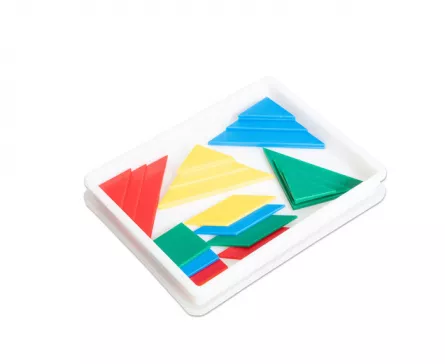Jocuri matematice - Tangram cu 28 piese colorate