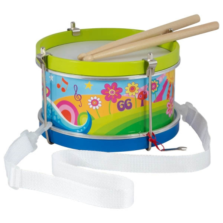 Jucarii si instrumente muzicale - Tobă din lemn cu 2 bețe - Câmp cu flori