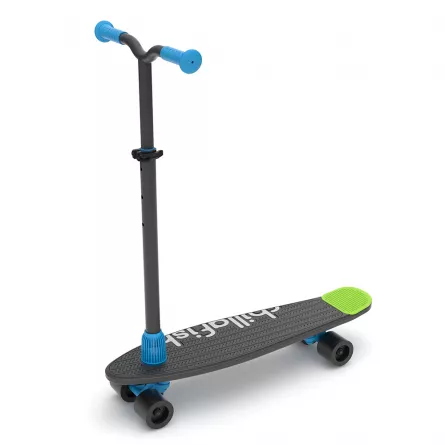 Miscare si coordonare - Trotineta si skateboard 2 in 1, cu 4 roti, maner negru si 3 placi interschimbabile pentru baza - SkatieSkootie
