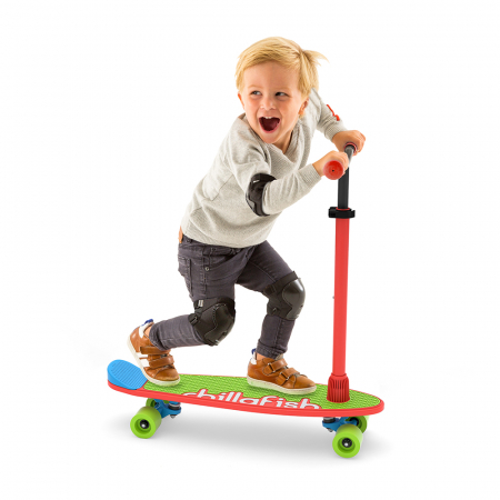 Trotineta si skateboard 2 in 1, cu 4 roti, maner rosu si 3 placi interschimbabile pentru baza - SkatieSkootie [1]