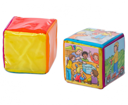Mingi si accesorii - Zar multicolor cu buzunare transparente, 10 x 10 cm