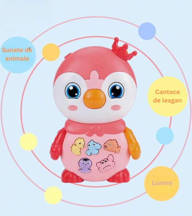 Jucarie Interactiva pentru Bebelusi cu Lumini si Sunete, Pinguinul Regal [4]