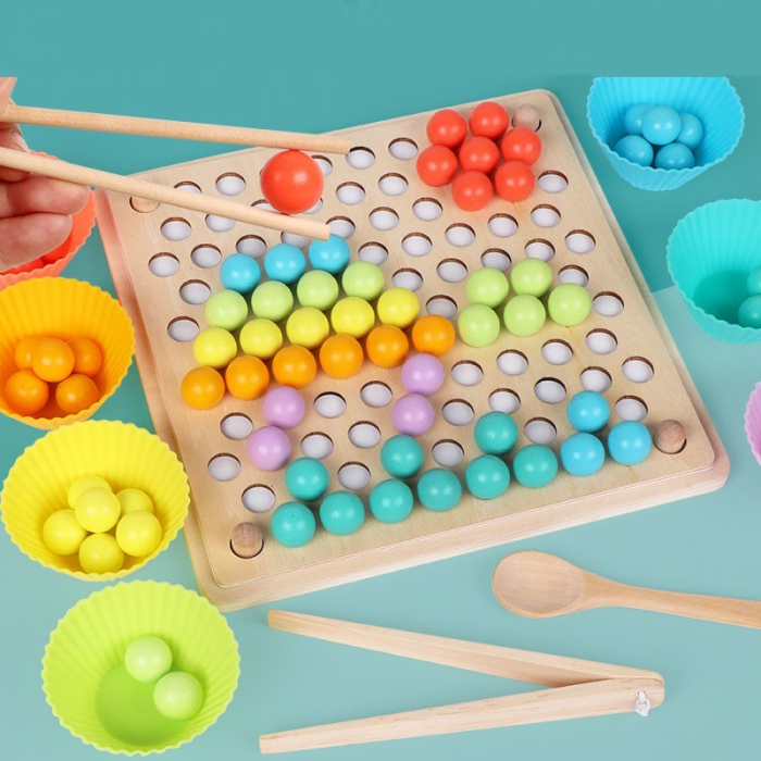 Joc de Îndemânare - Sortare și Asociere a Culorilor Bilelor Montessori [3]