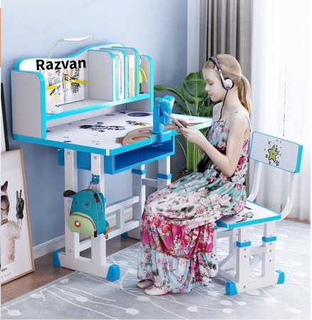 Birou Personalizat pentru Copii din MDF cu Inaltime Ajustabila, Model Astronaut [1]