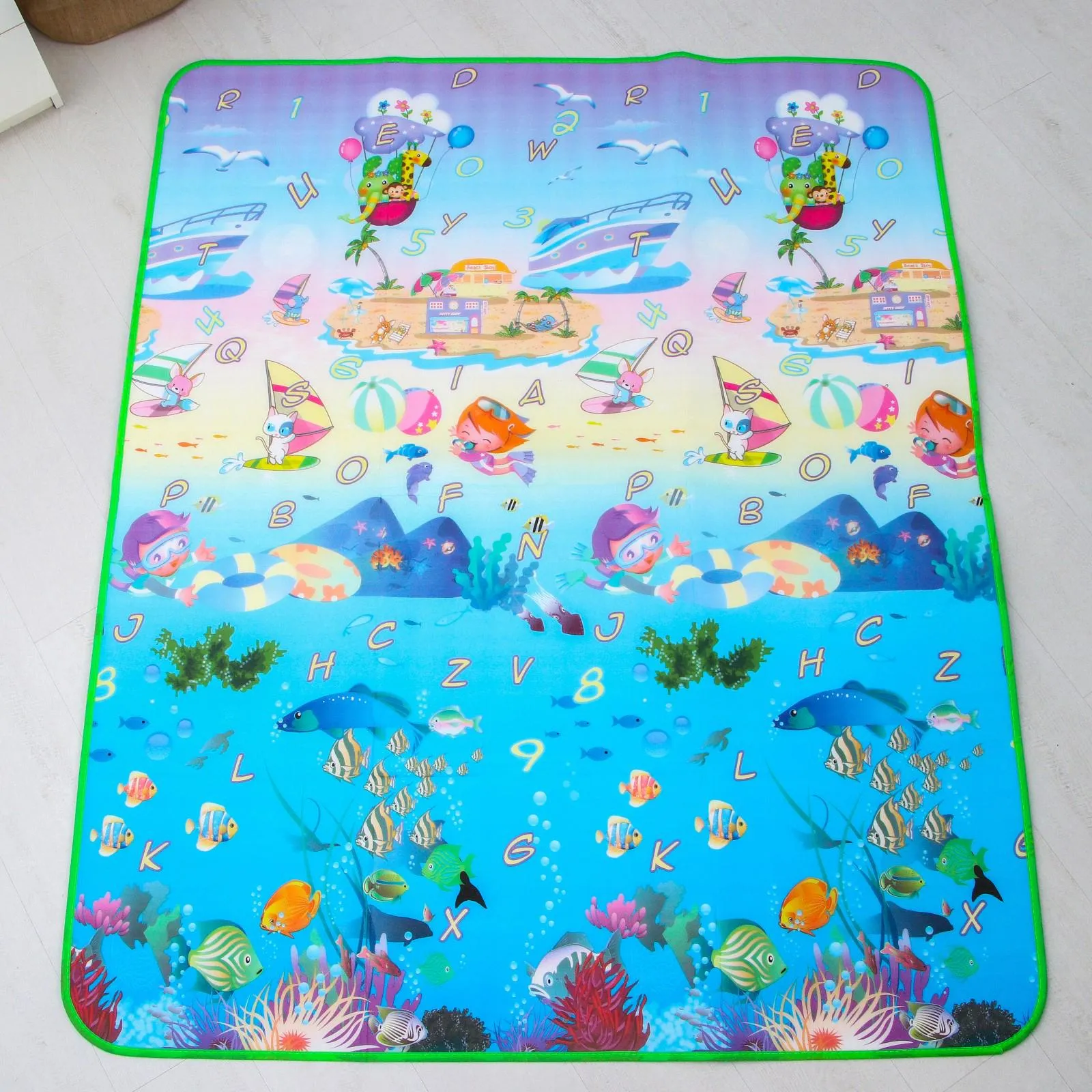 Covor Pliabil pentru Bebelusi, 2 fete - Lume Subacvatica/Litere - 180/200 cm [2]