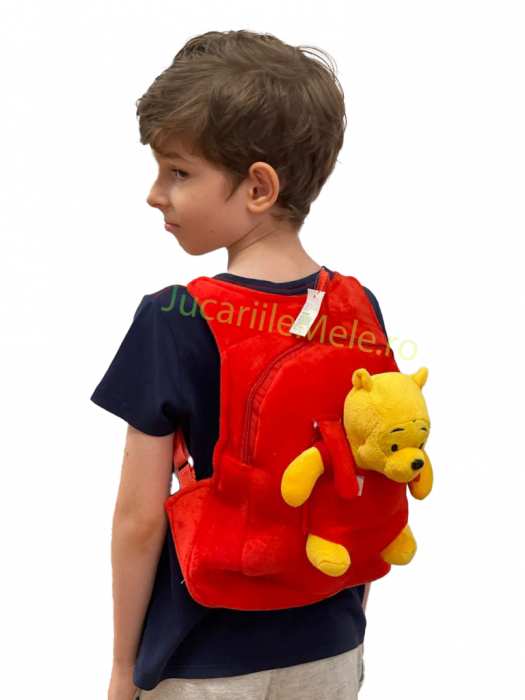 Rucsac din plus de tip ghiozdanel pentru copii Rosu Winnie the Pooh [5]