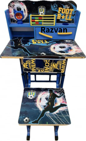 Birou Personalizat pentru Copii, Inaltime Ajustabila din MDF - Model Fotbal [1]