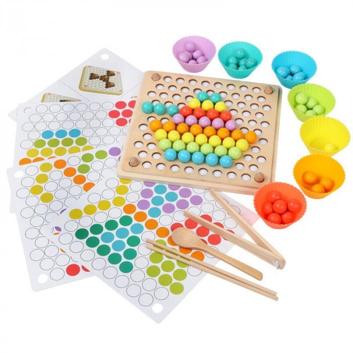 Joc de Îndemânare - Sortare și Asociere a Culorilor Bilelor Montessori [2]