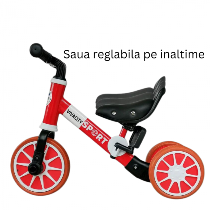 Tricicleta 2 in 1 -  Cu pedale si Fara Pedale - Rosu [3]