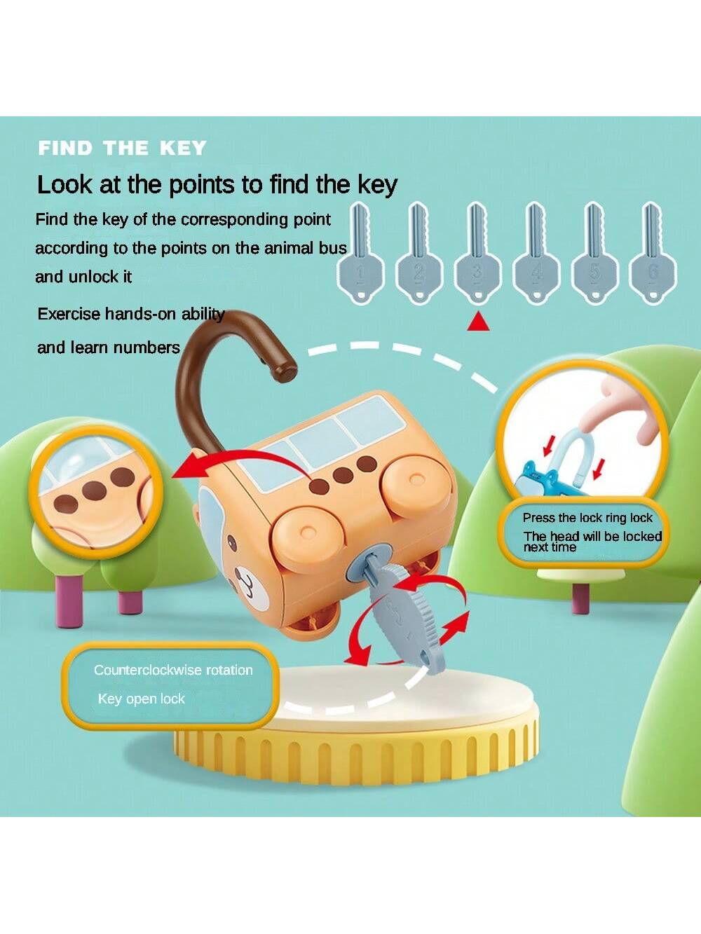 Set Puzzle Educativ cu Lacate si Chei, Animalute [4]